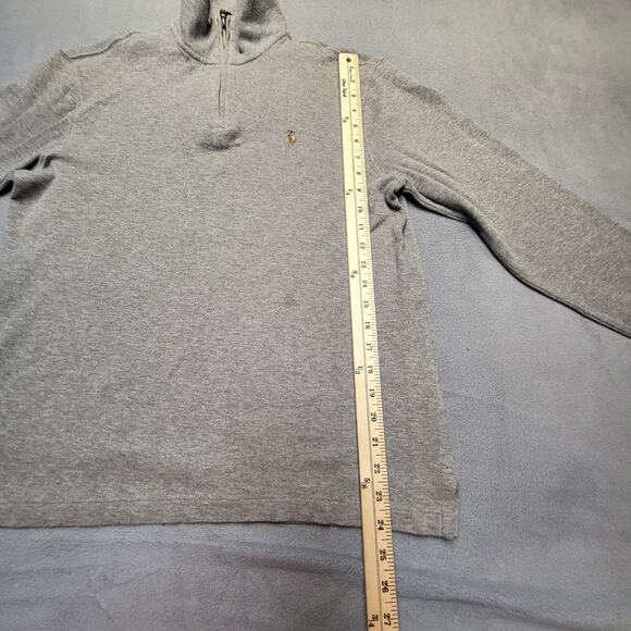 Polo Ralph Lauren Sweatshirt Mens M Gray Quarter Zip Pullover Flesh Pony - Picture 8 of 11